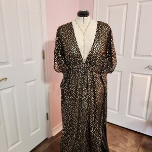 Swimsuits For All Black and Gold Maxi Dress